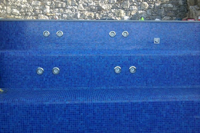 Foto di una piscina a sfioro infinito minimalista rettangolare di medie dimensioni