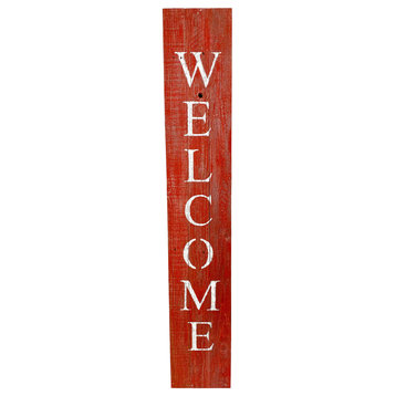 Rustic Farmhouse 60 in. Rustic Red Vertical Front Porch Welcome Sign
