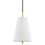 Hudson Valley Lighting - Bowery 1-Light Pendant, Aged Old Bronze, White Belgian Linen Shade - Features: