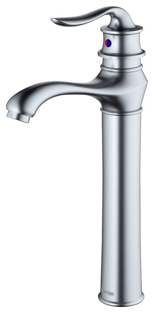 Karran KBF432 1-Hole 1-Handle Vessel Faucet With Pop-up Drain, Stainless Steel