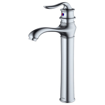 Karran KBF432 1-Hole 1-Handle Vessel Faucet With Pop-up Drain, Stainless Steel