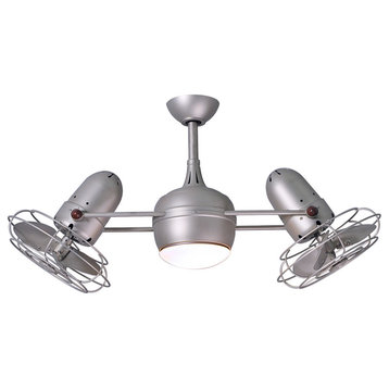 Dagny Rotational Ceiling Fan, Integrated LED, Brushed Nickel, Metal Blades