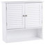 White Wall Mount Bathroom Cabinet with Louver Doors and Metal Knobs