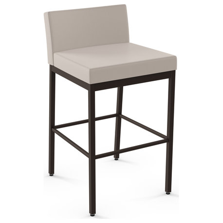 Amisco Fairfield Plus Counter and Bar Stool, Cream Faux Leather / Dark Brown Metal, Bar Height
