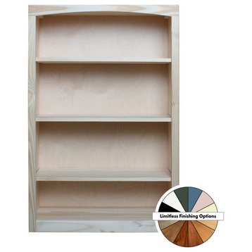 Solid Wood Bookcase, 48"x30", Unfinished
