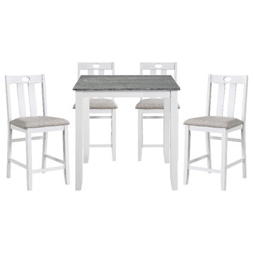 Lexicon Lowell 5 Piece Wood Counter Height Dining Set in Gray and White