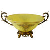 Round Glass Bowl Centerpiece Cream Colored With Handles