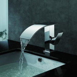 Contemporary Waterfall Bathroom Sink Faucet Chrome Finish T8007 - Bathroom Sink Faucets