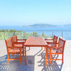 Quentin 5-piece Reddish Brown Wood Patio Dining Set