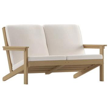 Contemporary Outdoor Loveseat, Adirondack Design & Cushioned Seat, Natural Cedar