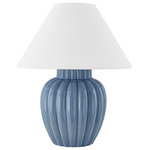 Mitzi - Clarendon 1 Light Table Lamp - Crackled ceramic and fluting make this classic silhouette feel very of-the-moment. The blue hue pools in the cracks and ribbing, creating dimension and a gorgeous textured effect. Place this lamp on any tabletop, counter or nightstand to add instant style and a unique pop of color. Part of our Ariel Okin x Mitzi Tastemakers collection.