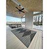Indoor Outdoor Area Rug, Diamond Striped Pattern, Black-Beige/7'10" X 10'2"