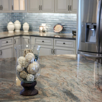 Great Room Kitchen with Massive Granite Island