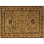 Bareens Designer Rugs - Oriental Ziegler Hee Gray Tan Hand-Knotted Wool Rug - 10'1'' x 14'4'' - Enhance the ambiance of your home with this magnificent Persian-influenced Turkish hand-knotted rug made by skilled artisans capable of creating the most exceptional vegetable dyes and hand-spun wool. This exquisite handmade rug is a one-of-a-kind Peshawar Kafkaz, otherwise identified as Chobi, Chobi Peshawar, Oushak, or Ziegler rug. These handmade rugs are crafted in Pakistan utilizing superior-quality wool imported from Australia, New Zealand, and Korea in two types of weaves: the Persian weave and the Mori weave. This rug is meticulously crafted by hand using the finest natural vegetable dyes extracted from local plants. The artisans use a blend of hand-spun local and fine merino wool, resulting in a rug with a compelling texture, higher lanolin content, and longer staple. The artisans occasionally incorporate natural or artificial silk into the pile to enhance specific motifs. The finished product is an awe-inspiring execution of flawless design and an understated palette that exudes elegance.