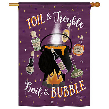 Toil and Trouble Halloween Vertical Garden Double Sided Flag, 28"x40"