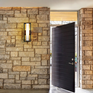 Mondrian Large 1-Light Outdoor Wall Sconce - Bronze Finish - Opal White Glass