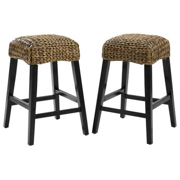 Edgewater 2Pc Backless Counter Stool Set Seagrass/Darkbrown 2 Stools