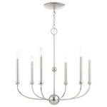 Livex Lighting - Livex Lighting Cortlandt 6 Light Polished Nickel Chandelier - Illuminate your home with bright designs inspired by the atomic age. The six light chandelier emulates a mid-century modern style made popular in the 50s and 60s. The polished nickel frame is accented with polished nickel spherical accents.