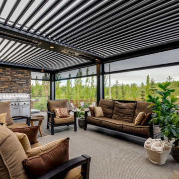 Enclosed StruXure Adjustable Pergola Outdoor Sitting Area with Lights & Heaters