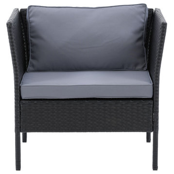 Patio Armchair Black/Ash Grey Cushions