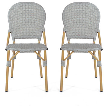Gallia Outdoor Aluminum French Bistro Chairs (Set of 2)
