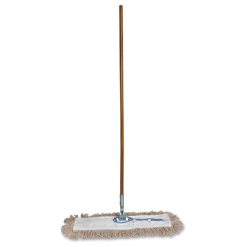 Genuine Joe Dust Mop With Handle, 24 W Cotton Head, 60 X 0.94 Wood Handle