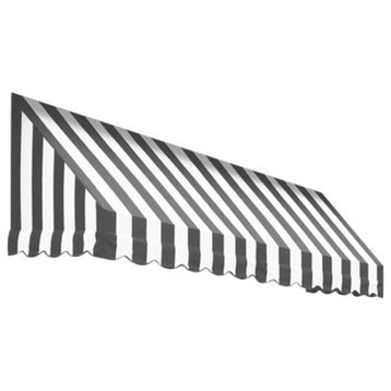 Awntech 5' San Francisco Acrylic Fabric Fixed Awning, Gray/White Stripe