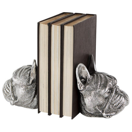 Bruno, 2-Piece Set, 5Lx5W Silver American Bulldog Bookends