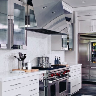 Huge transitional kitchen pantry photos - Example of a huge transitional galley kitchen pantry design in Grand Rapids with white cabinets