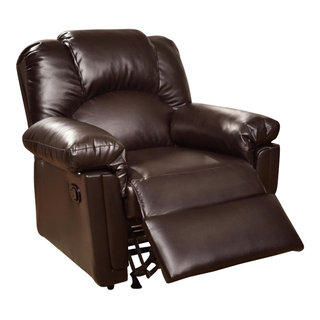 Benzara BM171425 Bonded Leather Rocker Recliner Brown