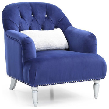 Glory Furniture Jewel Velvet Chair in Blue