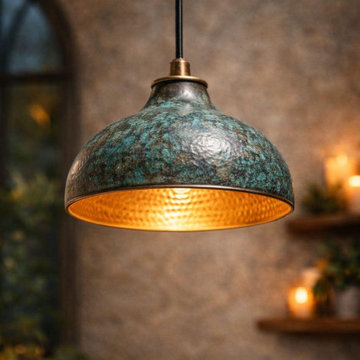 Verdigris Copper Dome Pendant Light