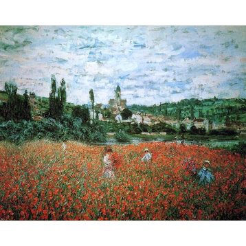 Claude Oscar Monet Poppy Field near Vetheuil, 20"x25" Wall Decal