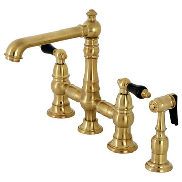 KS7277PKLBS Duchess Bridge Kitchen Faucet With Brass Sprayer, Brushed Brass