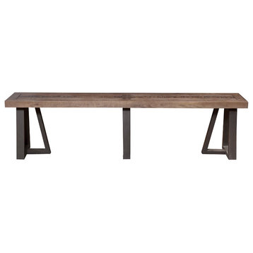 Wood And Metal Dining Bench Brown
