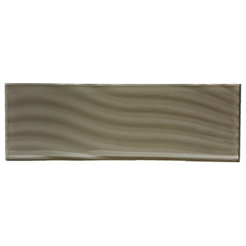 Pacific 4 in x 12 in Textured Glass Subway Tile in Tawny