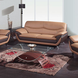 Modern Sofa Set in 2-Tone Brown Bonded Leather - $1625.33 - Living Room Furniture Sets