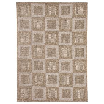Orly Squares Indoor/Outdoor Rug Natural 5'3"x7'3"
