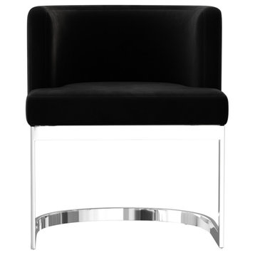 Wingback Dining chair, Black, Stainless Steel
