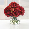 Faux Red Hydrangeas In a Glass Vase