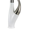 Layla Pull Out Brass Kitchen Faucet, Luxe Stainless/White