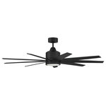 Craftmade - 60" Champion Indoor/Ourdoor, Flat Black With Flat Black Blades - With a heavy-duty, energy efficient DC motor, integrated 18W dimmable LED light with optional lens cover, and included remote control, the dual mount Champion 60" nine blade ceiling fan will earn your respect.