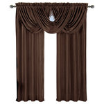 Royal Tradition - 5-Piece Soho Faux Silk Window Treatment Set, Chocolate, 84"x108" Panels - Enhance your privacy while embellishing your living space with this Soho faux silk waterfall curtain panels elegant set. Features a texture-rich and colorful panels that adds an elegant touch to any room decorations. This waterfall curtain panels provides a quality, durability and style. With a soft faux-polyester, this panel provides effortless draping and versatility to your window.