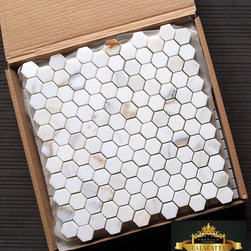 Italian Marble 1" Hexagon Honed Calacatta Marble - Wall And Floor Tile