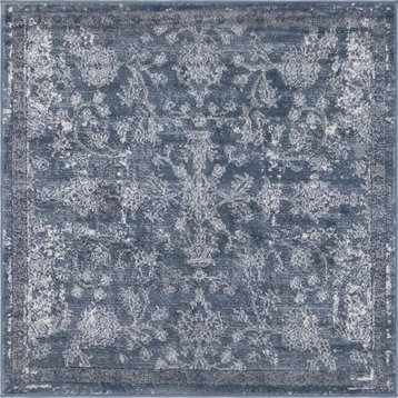 Unique Loom Ivory/Beige Albany Portland Area Rug, Blue, 4'0x4'0, Square