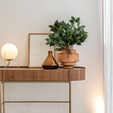 Console Table with Lamp and Plant