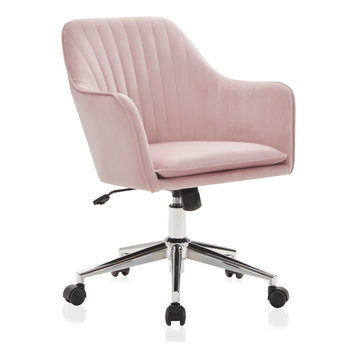 BT-D-PK-A-GG Pink Dot Printed Computer Chair with Arms 