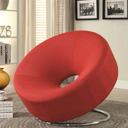 Coaster 902252 Red Linen-like Fabric Contemporary Accent Chair - Accent And Storage Benches