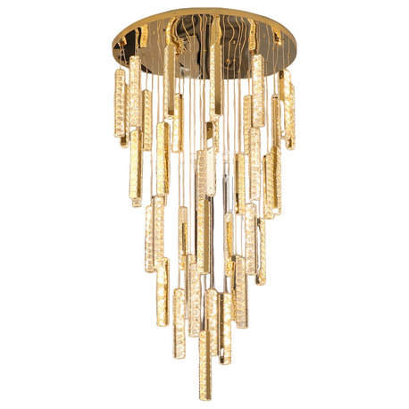 Santa Margherita Ligure | Creative Gold LED Crystal Chandelier, 28 Lights, Cool Light