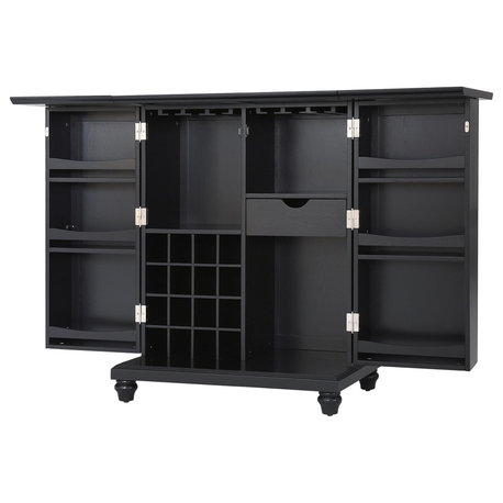 Cambridge Expandable Bar Cabinet, Black Finish